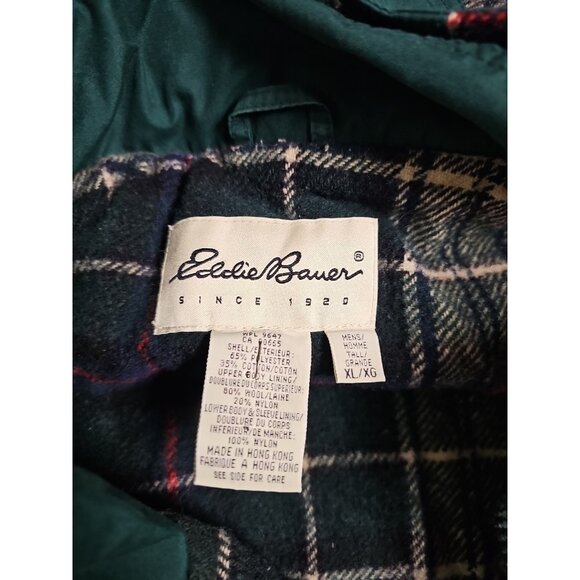 Eddie Bauer Mountain Parka Sz XL Wool Lined Hooded Coat Jacket Hunter Green Vtg - Picture 4 of 11